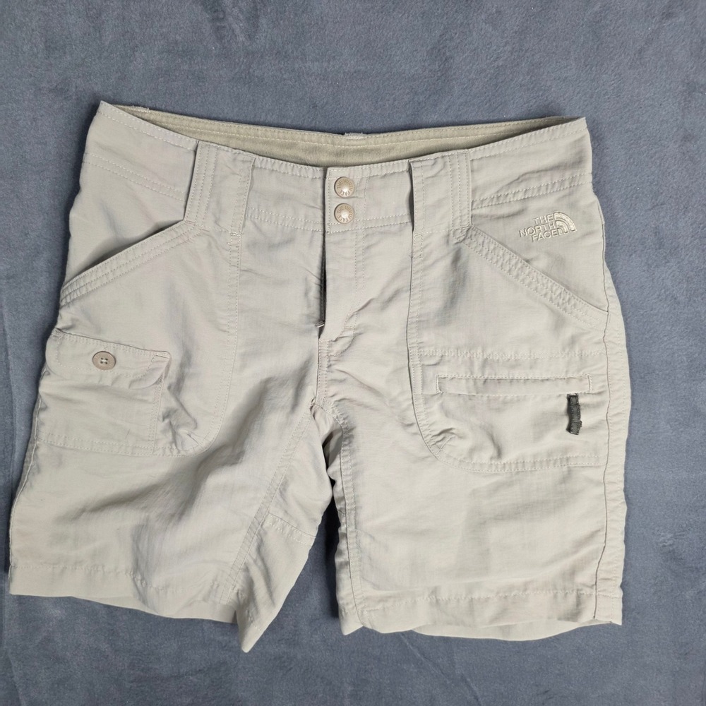 The North Face Womens Khaki Hiking Shorts Size 4 Tan Cargo Trail Outdoor